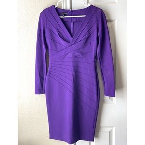 Escada NWOT Long Sleeve Ruched Bodycon Dress - Purple